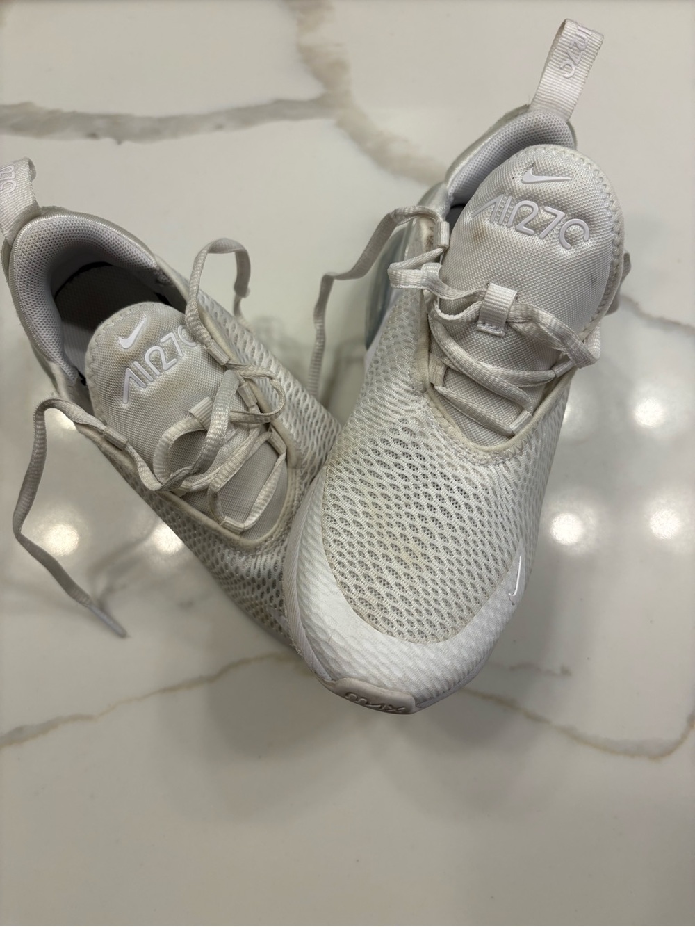Nike Kids' Air Max 270 White Mesh Sneakers